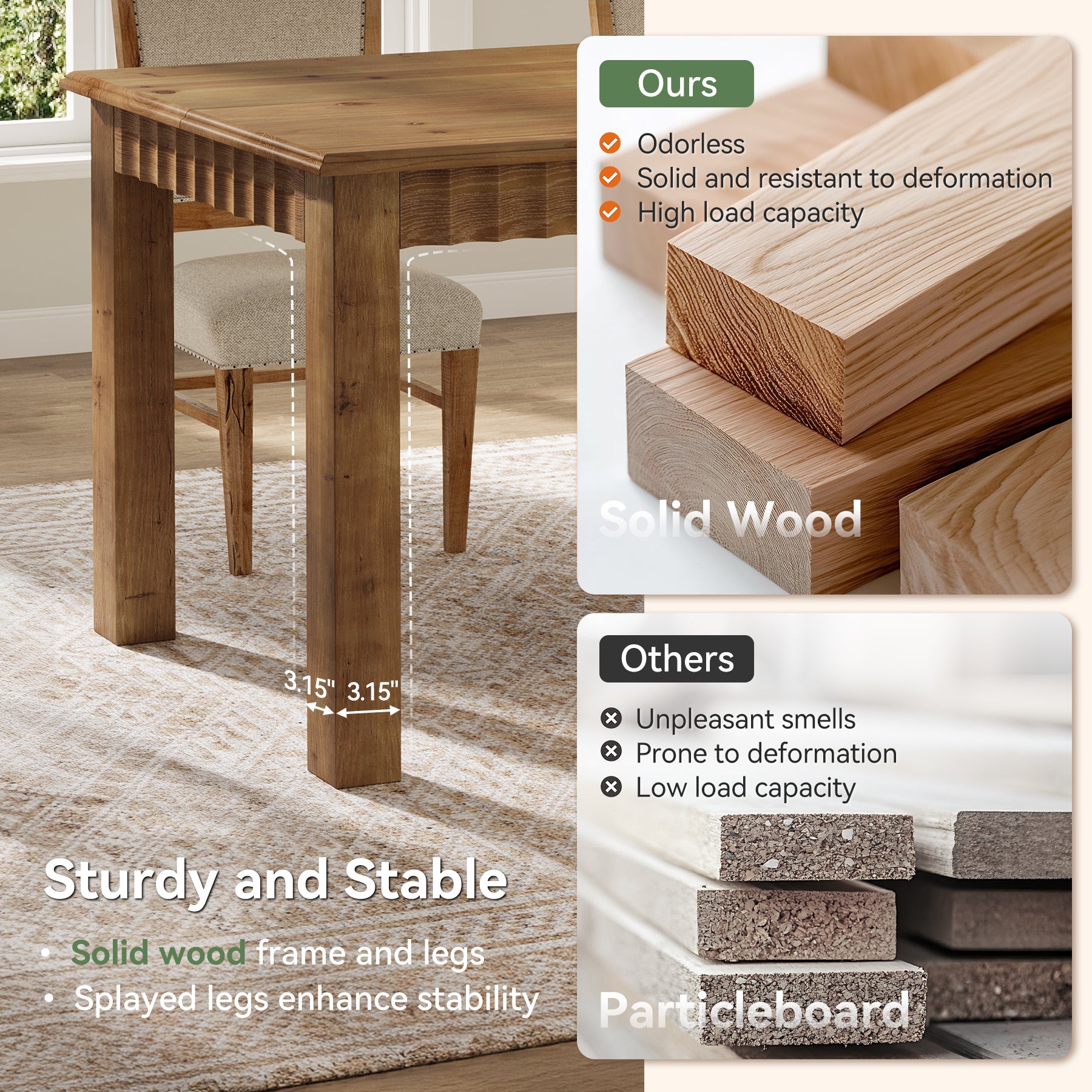 Solid Wood Dining Table - Thumbnail 4