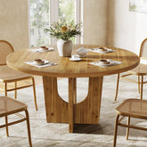 Solid Wood Round Dining Table, 47.2" Farmhouse Kitchen Table for 4-6 People 3