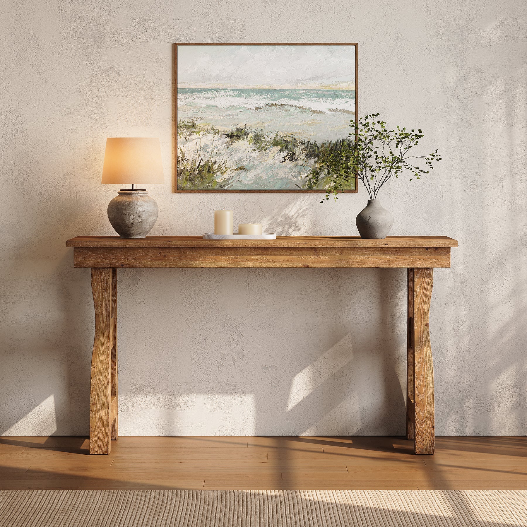 59" Solid Wood Console Table Sofa Table Behind The Couch