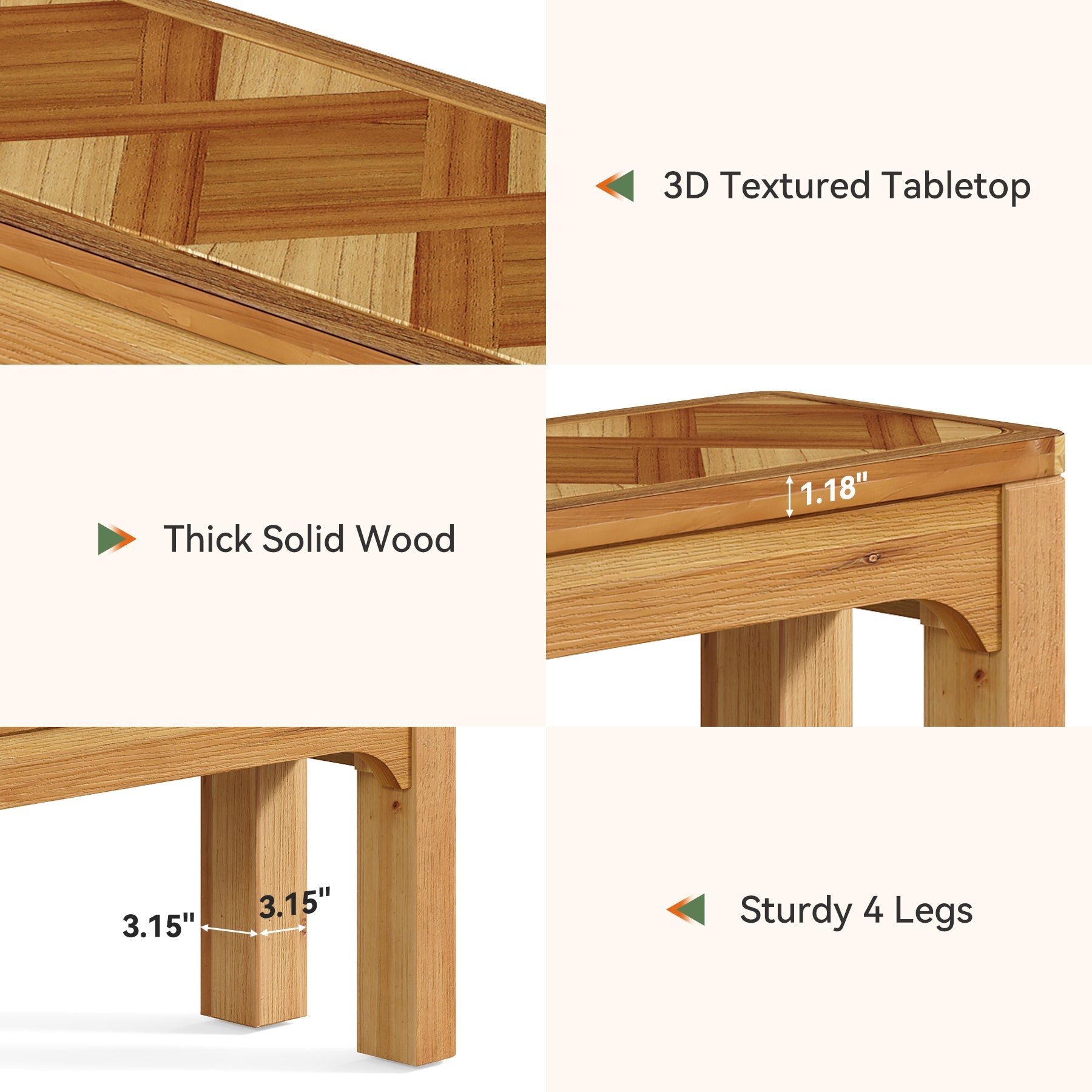 Solid Wood Shoe Bench, 63" Long Entryway Bench with 3D Textured Tabletop
