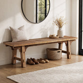 63" Solid Wood Entryway Bench, Long Shoe Bench End of Bed Bench for Bedroom 3