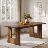 Farmhouse Dining Table, 63" Solid Wood Rectangle Kitchen Table for 4-6 3