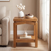Tribesigns 19.7-Inch Solid Wood Side Table with 2-Tier Storage Shelf, Small Square End Table for Living Room Bedroom and Small Spaces 3