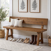 Solid Wood Entryway Bench, Farmhouse Indoor Bench with Back for Hallway, Living room 3
