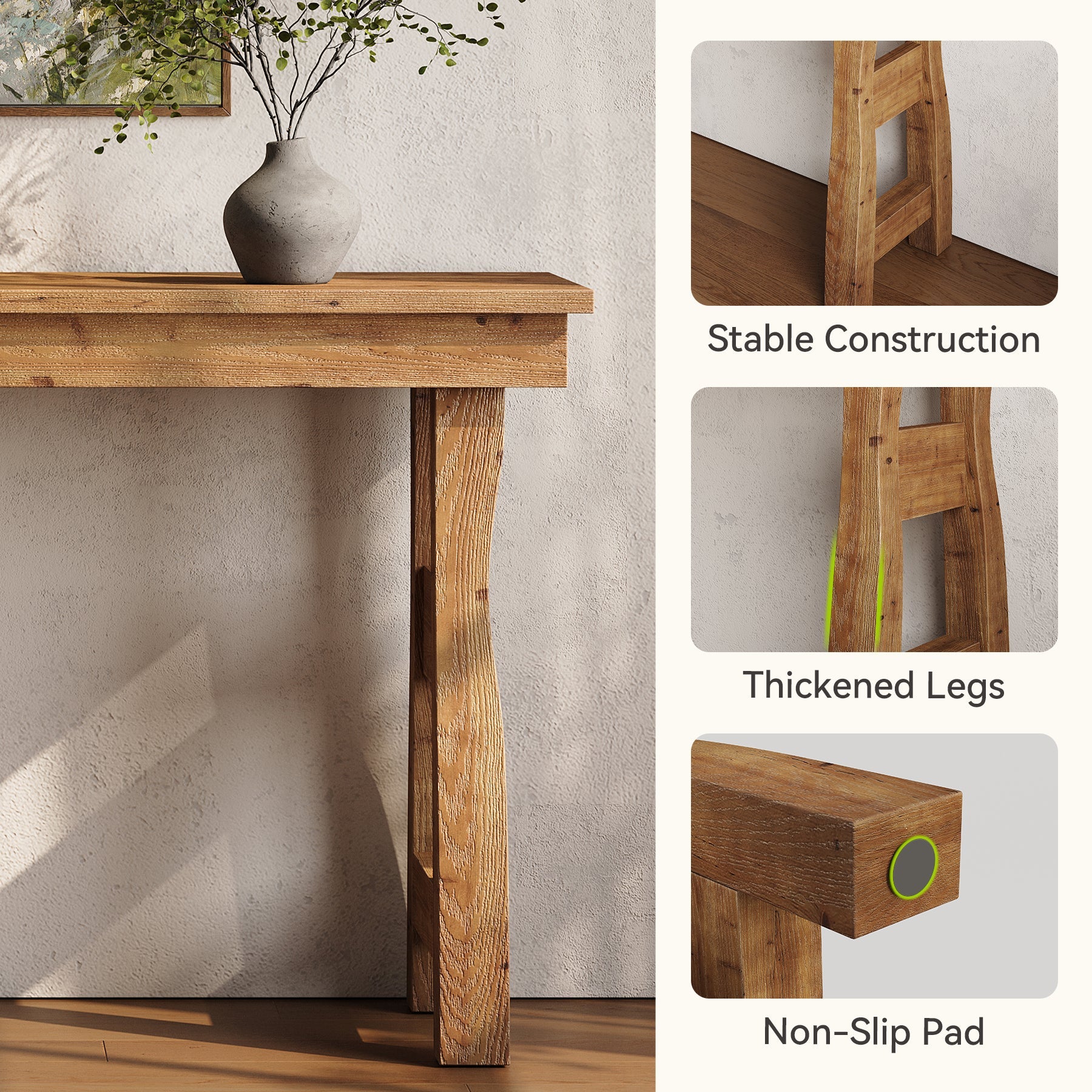 59" Solid Wood Console Table Sofa Table Behind The Couch