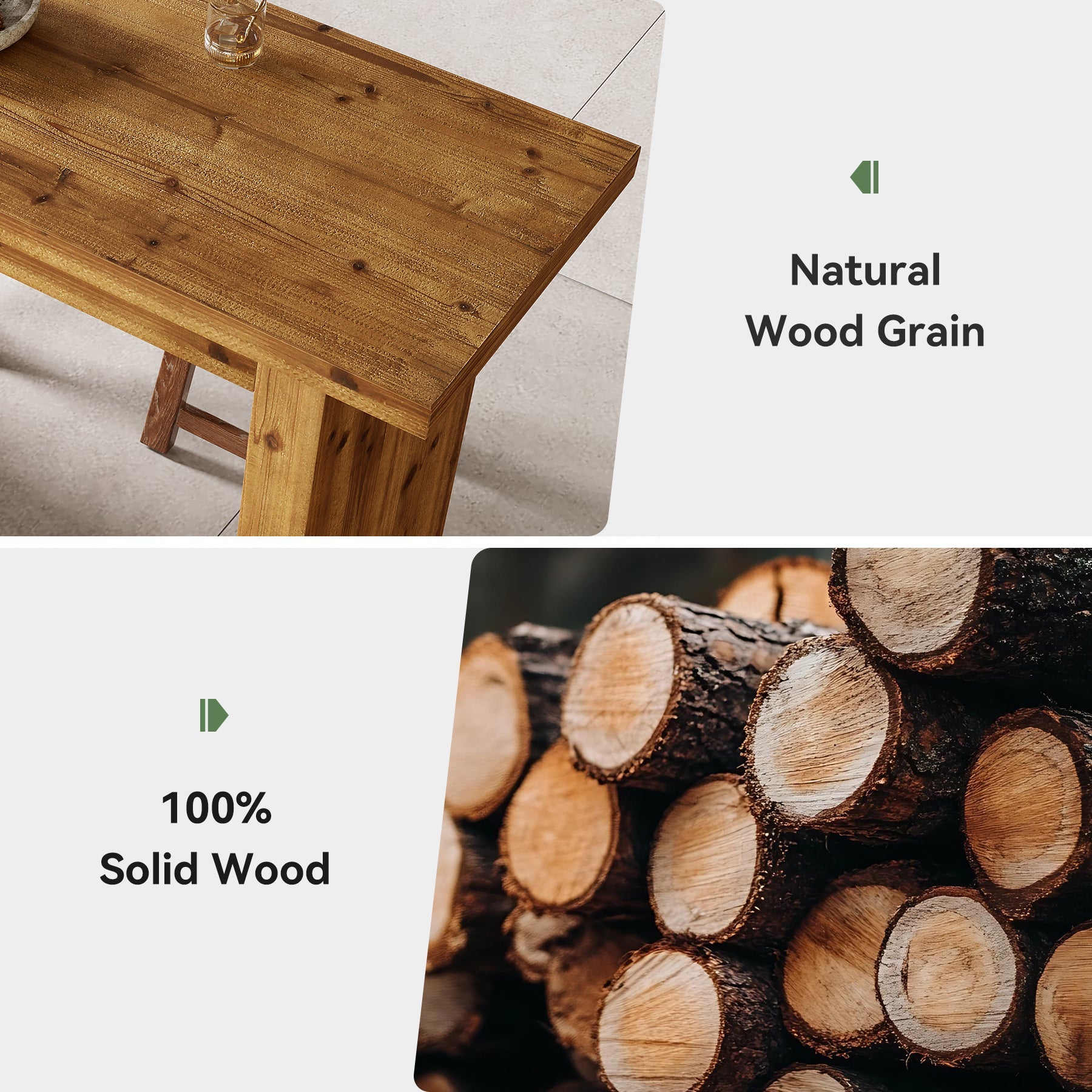 Solid Wood Bar Table, 63" Counter Height Pub Table with Sturdy Base