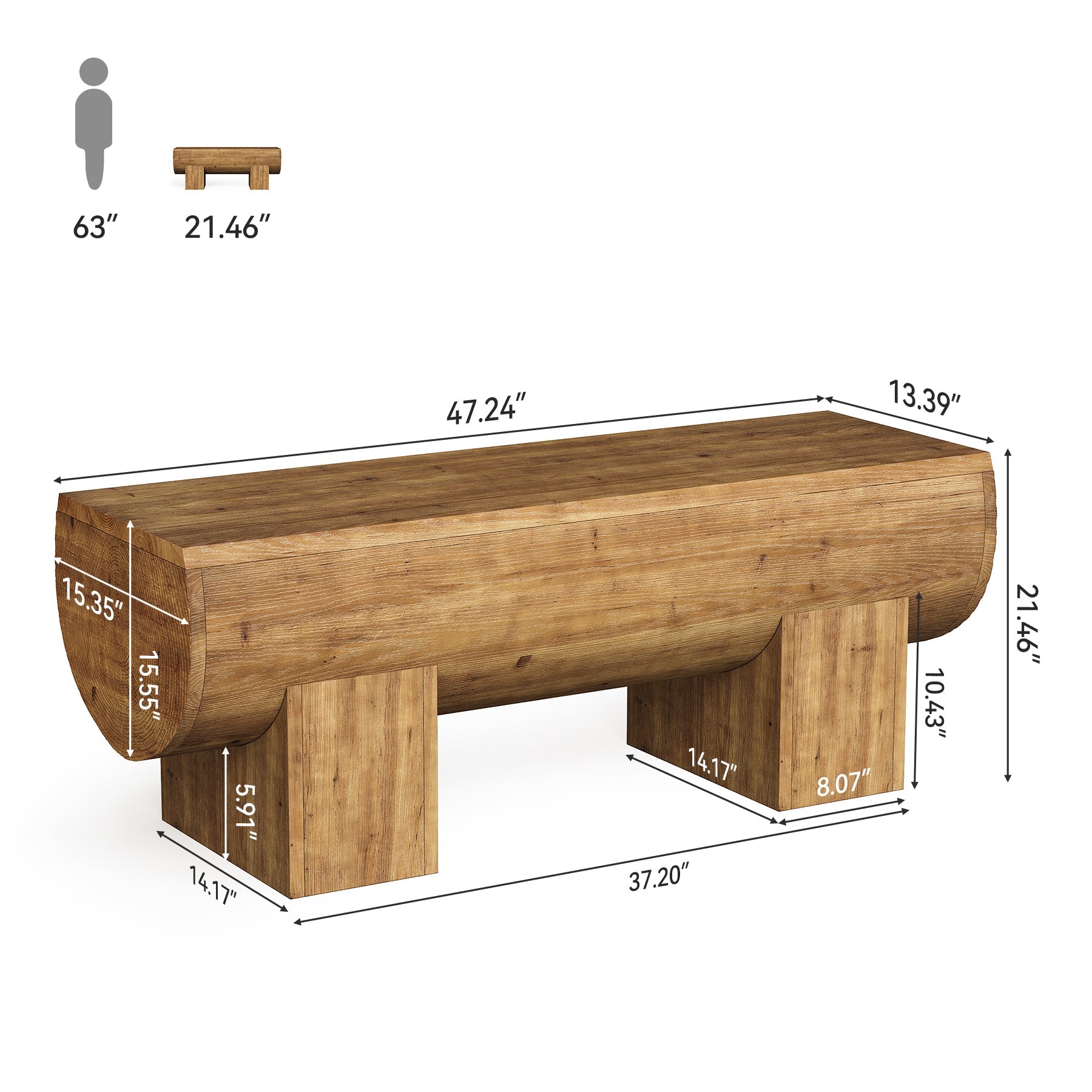 Solid Wood Entryway Bench, 47" Shoe Bench Farmhouse End of Bed Bench