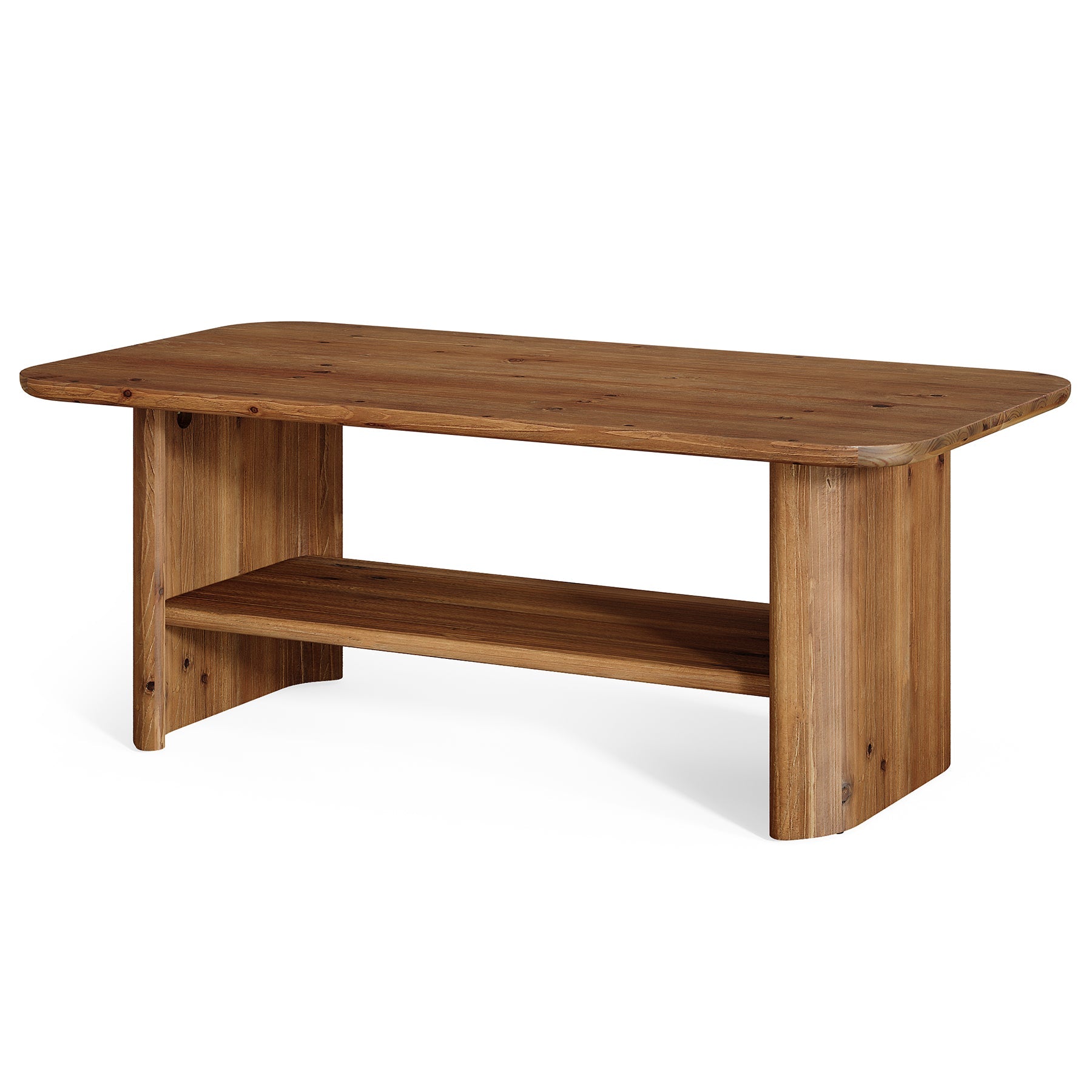 TRIBEWOOD 47.2" 2-Tier Solid Wood Coffee Table - Thumbnail 4