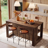 55" Home Bar Table, Solid Wood Counter Height Pub Table for Dining Room 3
