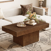 47.24" Solid Wood Coffee Table, Rectangle Center Table with Sturdy Pedestal 3