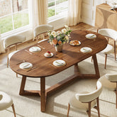 Solid Wood Oval Dining Table, 63" Kitchen Table with Sturdy Tapered Legs for 4-6 3