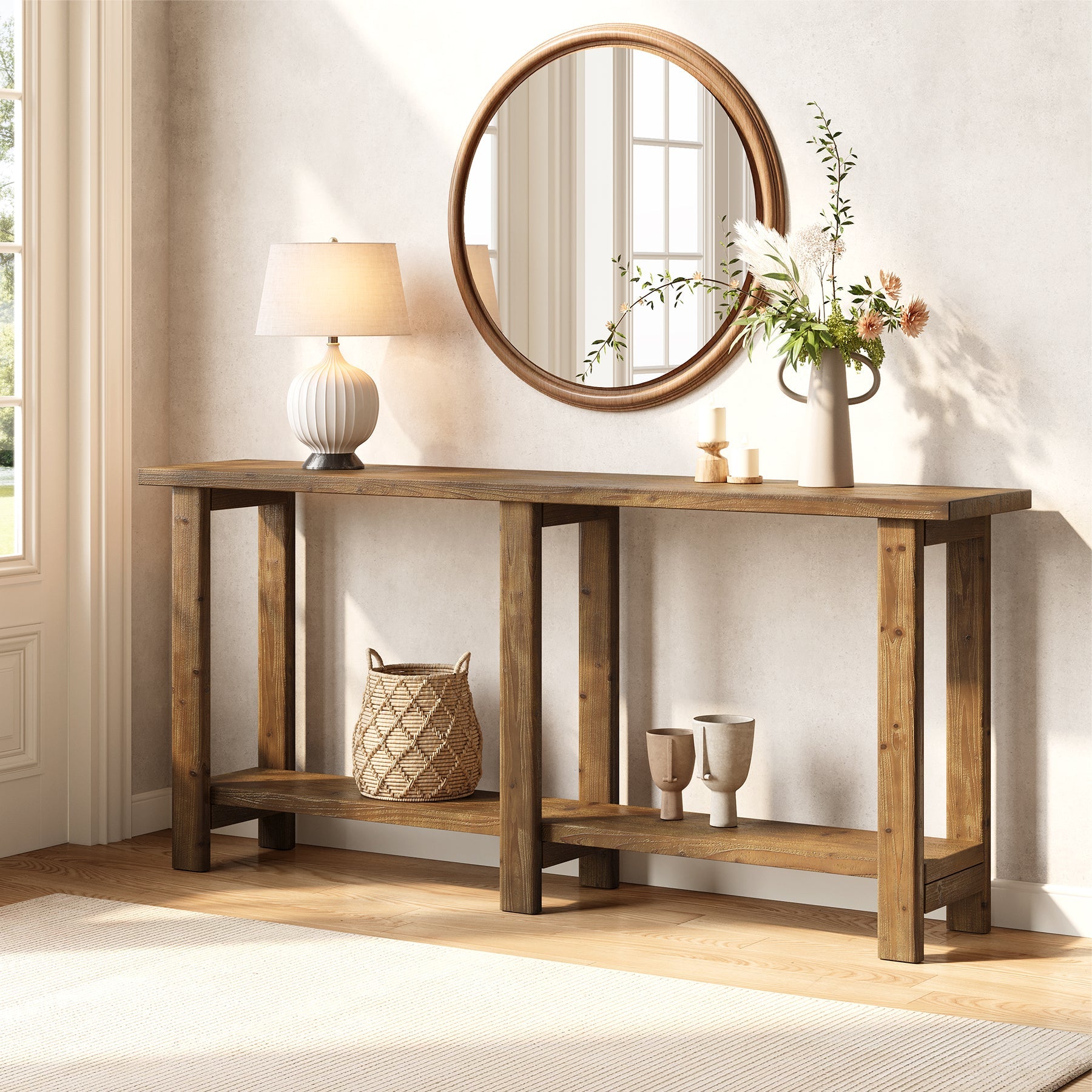 Solid Wood Console Table,  70.9" Sofa Table Behind Couch for Entryway