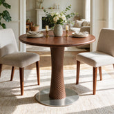 31.5” Round Dining Table, Solid Wood Kitchen Table with Hourglass Pedestal for 2 3