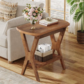 Solid Wood Side Table, 2-Tier End Table Nightstand with Storage for Living Room 3