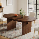 Solid Wood Dining Table, 63" Oval  Kitchen Dinner Table for 4-6 3