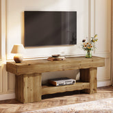 Solid Wood TV Stand for up to 75" TVs, 63" Media Console Entertainment with Shelves 3