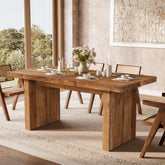 63" Solid Wood Dining Table for 4-6, Farmhouse Rectangular Kitchen Table with Thick Wood Top 3