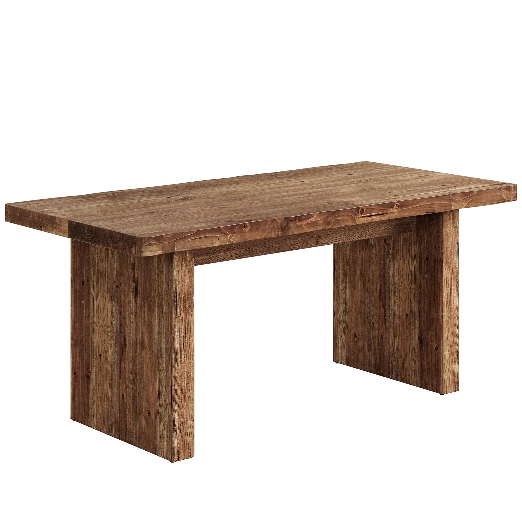 63" Solid Wood Dining Table for 4-6, Farmhouse Rectangular Kitchen Table with Thick Wood Top