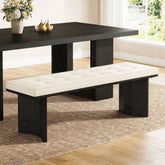 55" Solid Wood Dining Bench with Removable Cushion For Dining Room 3