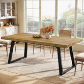 63" Solid Wood Dining Table for 4-6, Rectangular Kitchen Table with Metal Legs 3