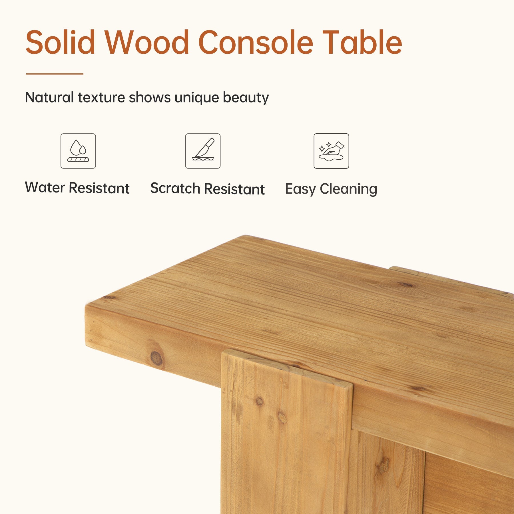Solid Wood Console Table, 67" Narrow Entryway Sofa Table with Sturdy Legs