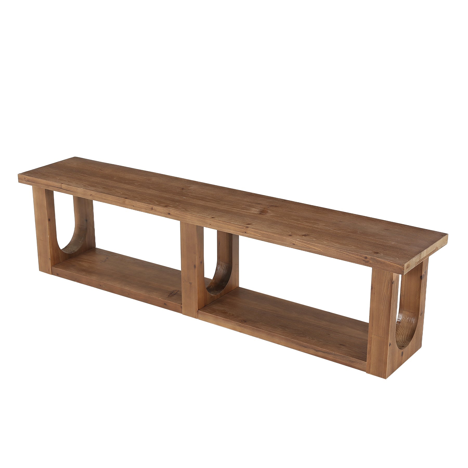 70.9" Solid Wood Entryway Bench, Farmhouse Shoe Bench with 2-Tier Storage for Hallway