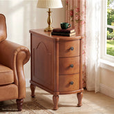25.78 Inch Solid Wood End Table with 3 Drawers, Vintage Narrow Side Table 3