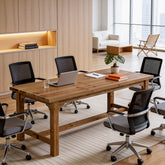 Solid Wood Executive Desk, 63" Computer Desk with Foot Bar for Home Office 3