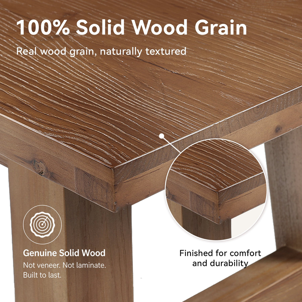 63" Solid Wood Bar Table with Footrest, Rectangular Pub Table, High Top Table