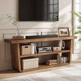 63" Solid Wood TV Stand, 3-Tier Entertainment Center with Storage for 75" TVs 3