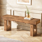 Wood Shoe Bench, 47" Narrow Entryway Bench End of Bed Bench 3