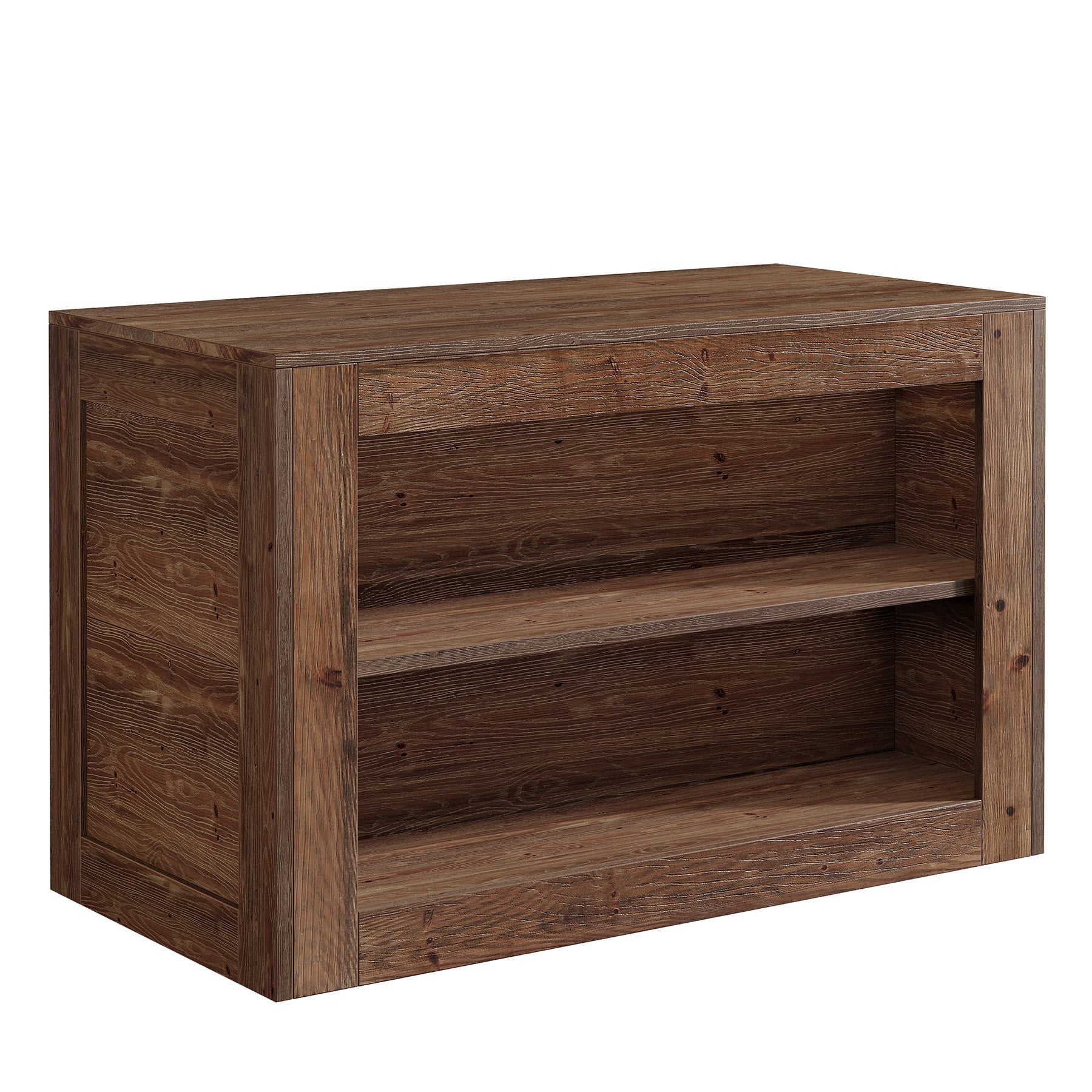 55" Solid Wood Kitchen Island, Farmhouse Stationary Table with 2-Tier Storage for Kitchen