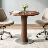 31.5” Solid Wood Conference Table, Round Meeting Table with Hourglass Pedestal for Home Office 3