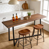 Solid Wood Bar Table,  63" Counter Height Pub Table with Sturdy Metal Frame 3