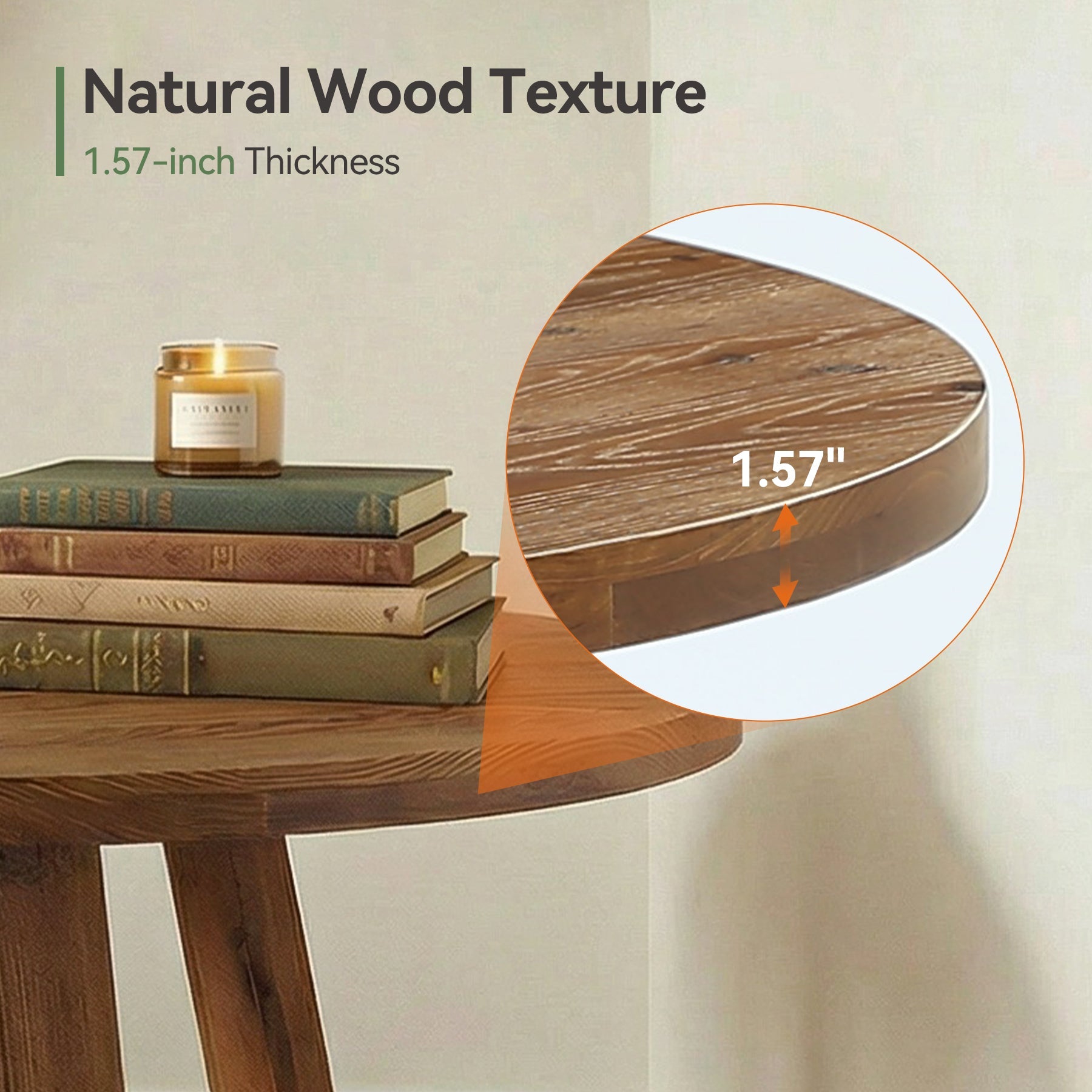 47.2" Round Dining Table, Farmhouse Solid Wood Kitchen Table with Trestle Base for 4