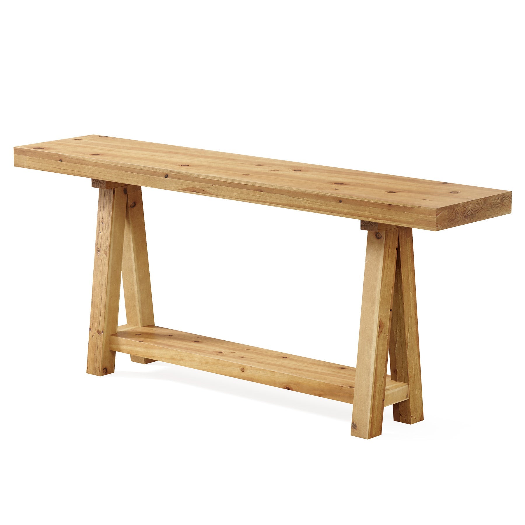 Solid Wood Console Table, 70.87" Sofa Table with Shelves for Entryway