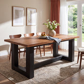 63" Rectangle Dining Table, Solid Wood Kitchen Table with Heavy-Duty Legs for 6 People 3