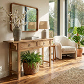 63" Solid Wood Console Table, Farmhouse Sofa Table Entryway Table with 2 Storage Drawers 3