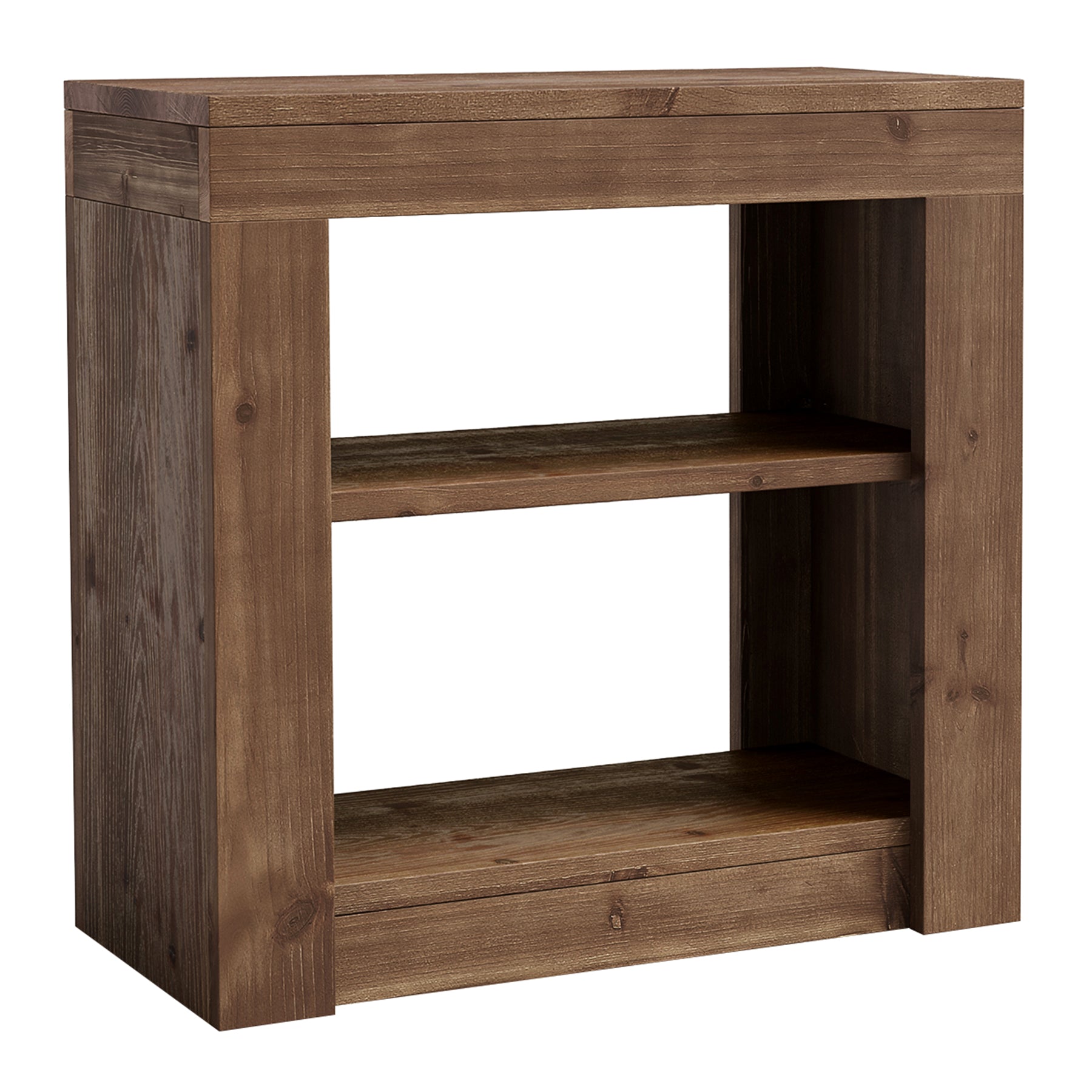 Solid Wood Rectangle End Table, Slim Side Table with Storage Shelf for Living Room
