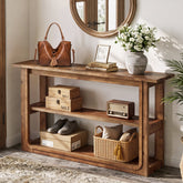 55" Solid Wood Console Table, 3-Tier Farmhouse Accent Sofa Table for Entryway 3