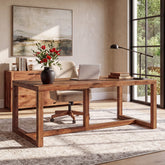 71" Farmhouse Executive Desk, Solid Wood Large Computer Workstation, Home Office 3