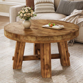 Solid Wood Coffee Table, 31.5" Round Center Table with Thickened Tabletop 3