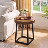 19.69" Solid Wood Round End Table, Live Edge Side Table with Metal Base for Living Room 3