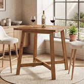 Solid Wood Bar Table, 31.5" Square Counter Height Pub Bistro Table with Footrest 3