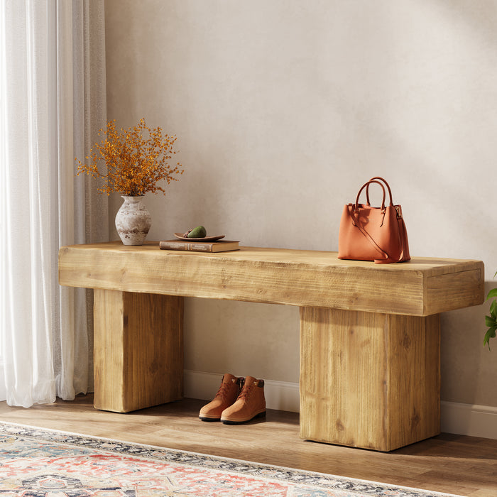 Greenage Live Edge Cedar Bench – 27.5" X 14" X 17.4" – Rustic Farmhouse Entryway Bench (Seats 2)