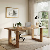 63" Solid Wood Computer Desk, Rectangular Executive Desk Home Office Desk 3