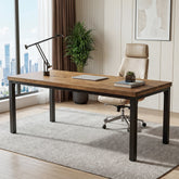 70.9" Computer Desk, Industrial Executive Office Desk with Solid Pine Wood Top 3