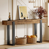 Solid Wood Console Table, 63" Entryway Sofa Table with Metal Legs 3