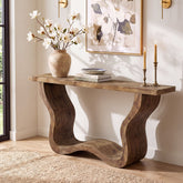 55" Solid Wood Farmhouse Console Table, Artistic Entryway Sofa Table for Hallway & Living Room 3