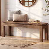 59" Solid Wood Entryway Bench, Farmhouse Shoe Bench Seat for Living Room 3